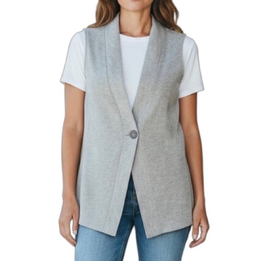 J. Jill Gray sweatshirt one button longline vest, size XL petite